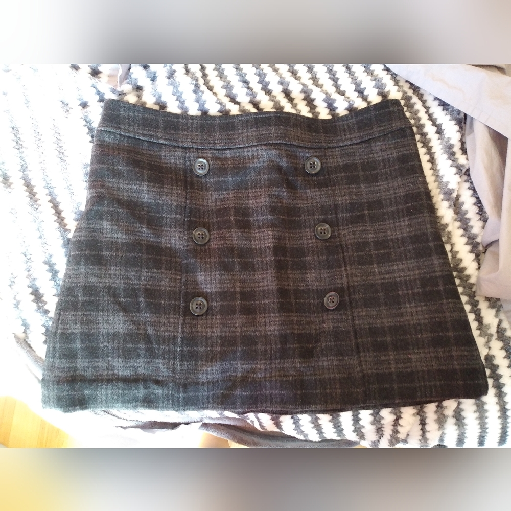 Wool Black Plaid Mini Skirt (Gap)